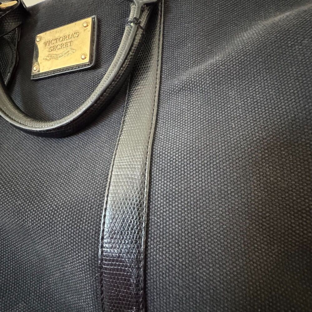 Vintage Y2K Victoria’s Secret Black Canvas Weekender Duffel Bag - Picture 9 of 16
